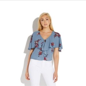 JUSTFAB Blue Ruffle Blouse
